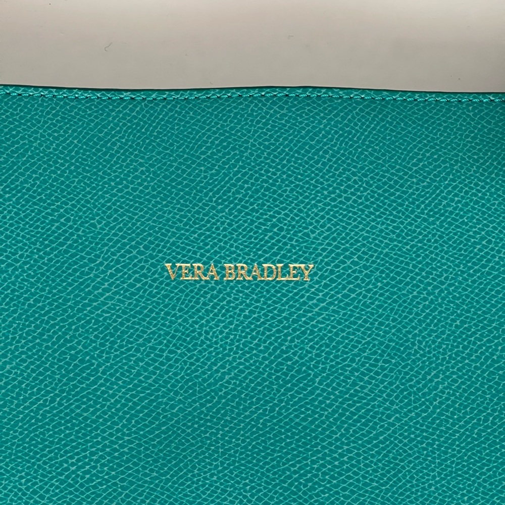 Vera Bradley Teal Pebbled Leather Tote - Picture 4 of 11